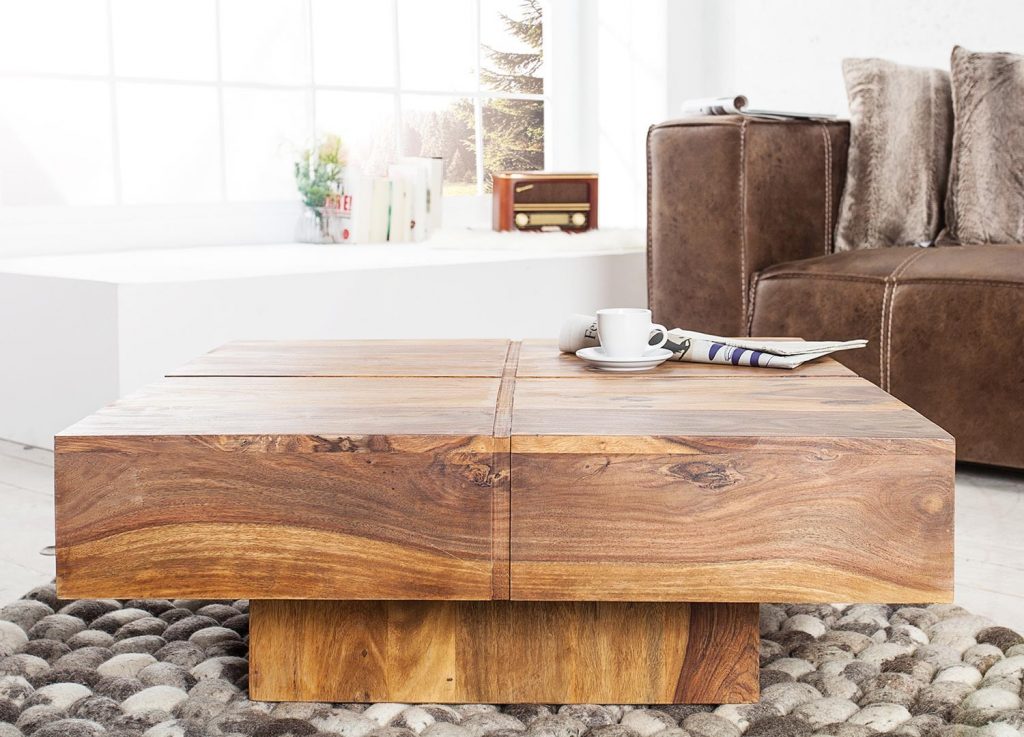 Table basse carrée en bois