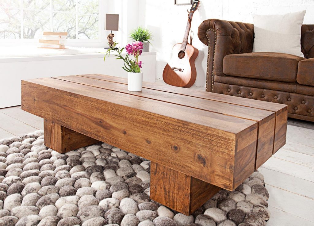 Table basse rectangulaire en bois