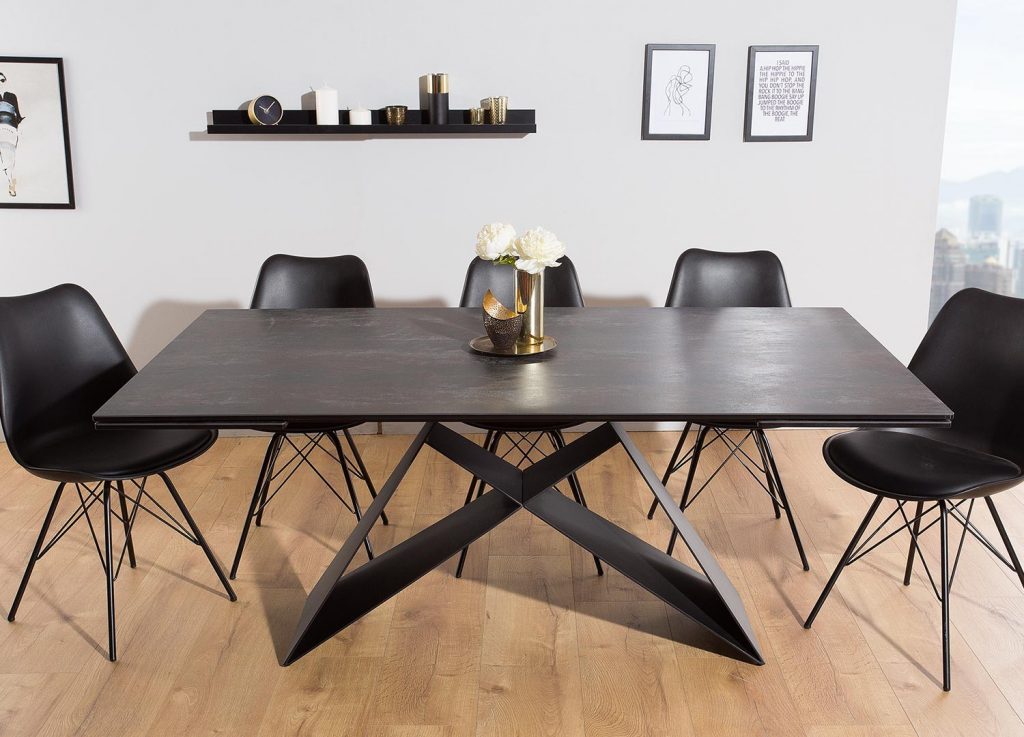 Table salle à manger extensible céramique et métal