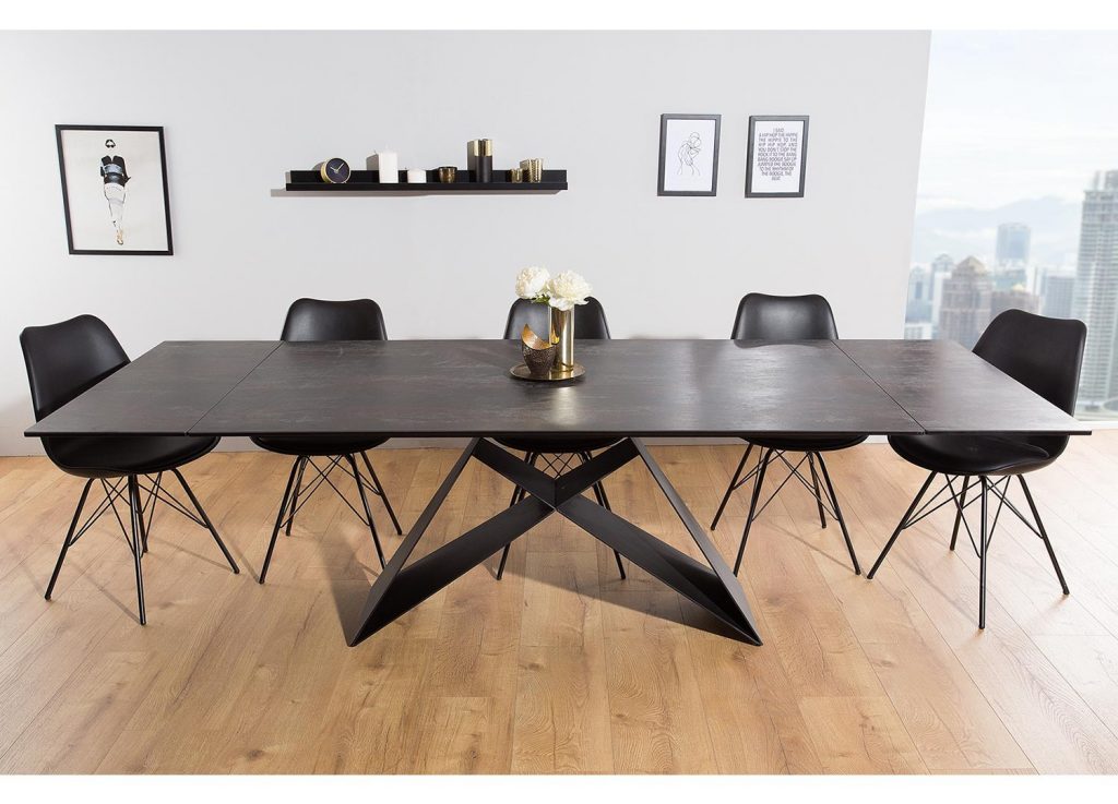 Table salle à manger extensible céramique et métal