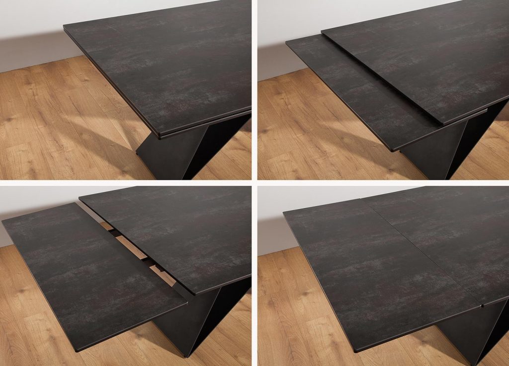 Table salle à manger extensible céramique et métal