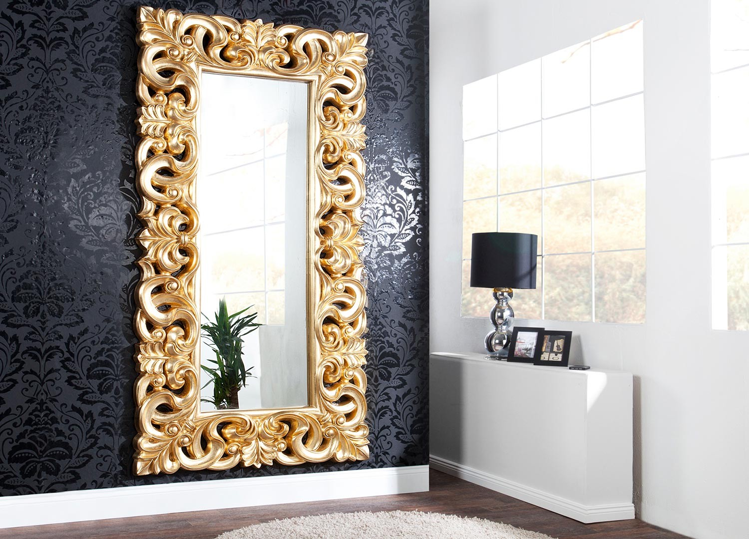 Miroir rectangulaire doré / Style baroque