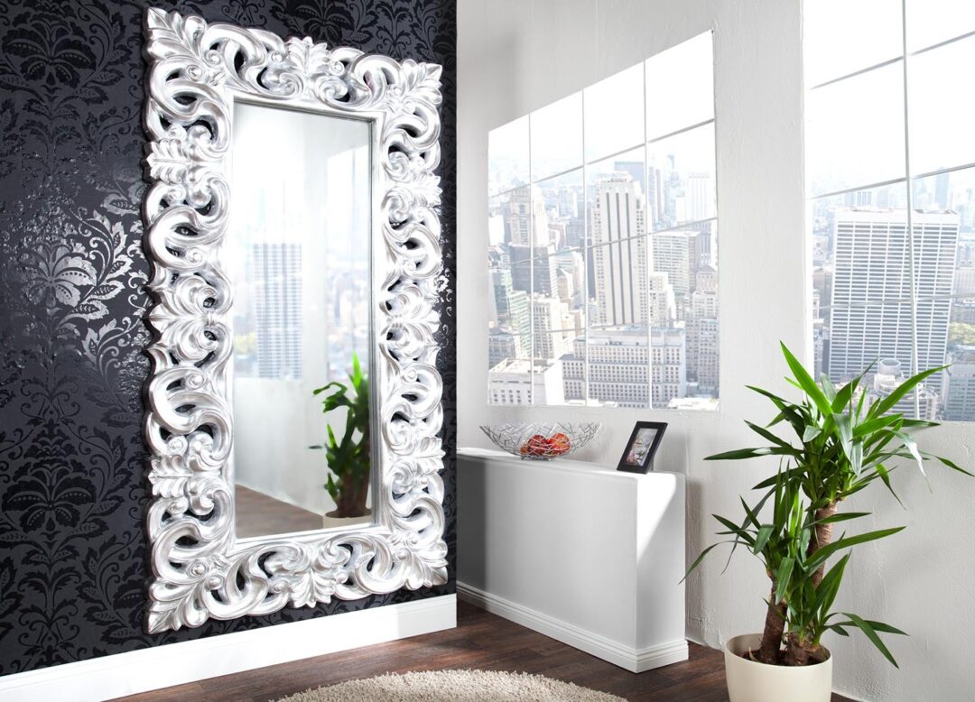 grand miroir baroque argenté