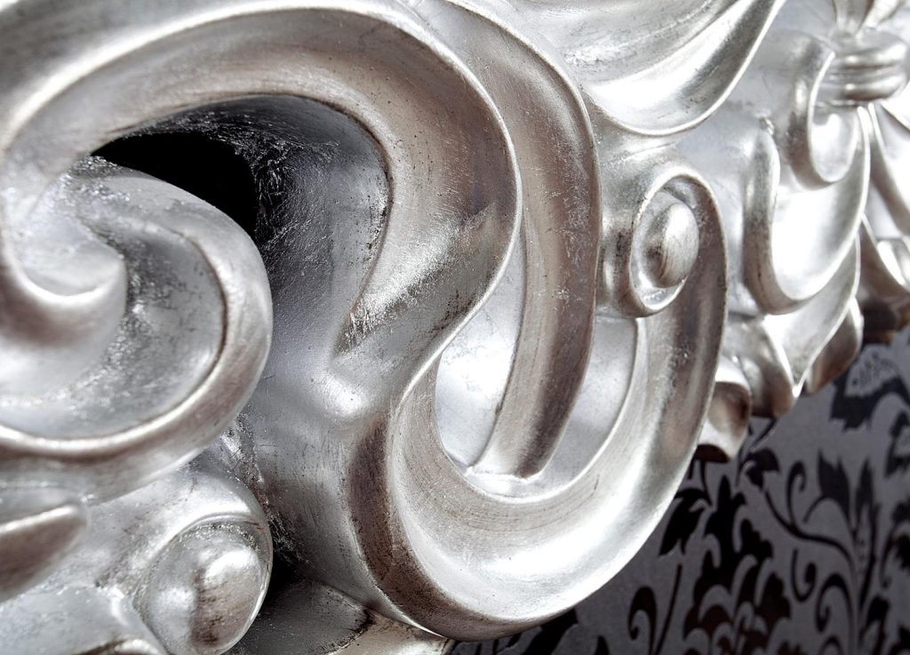 Miroir rectangulaire argenté / Style baroque
