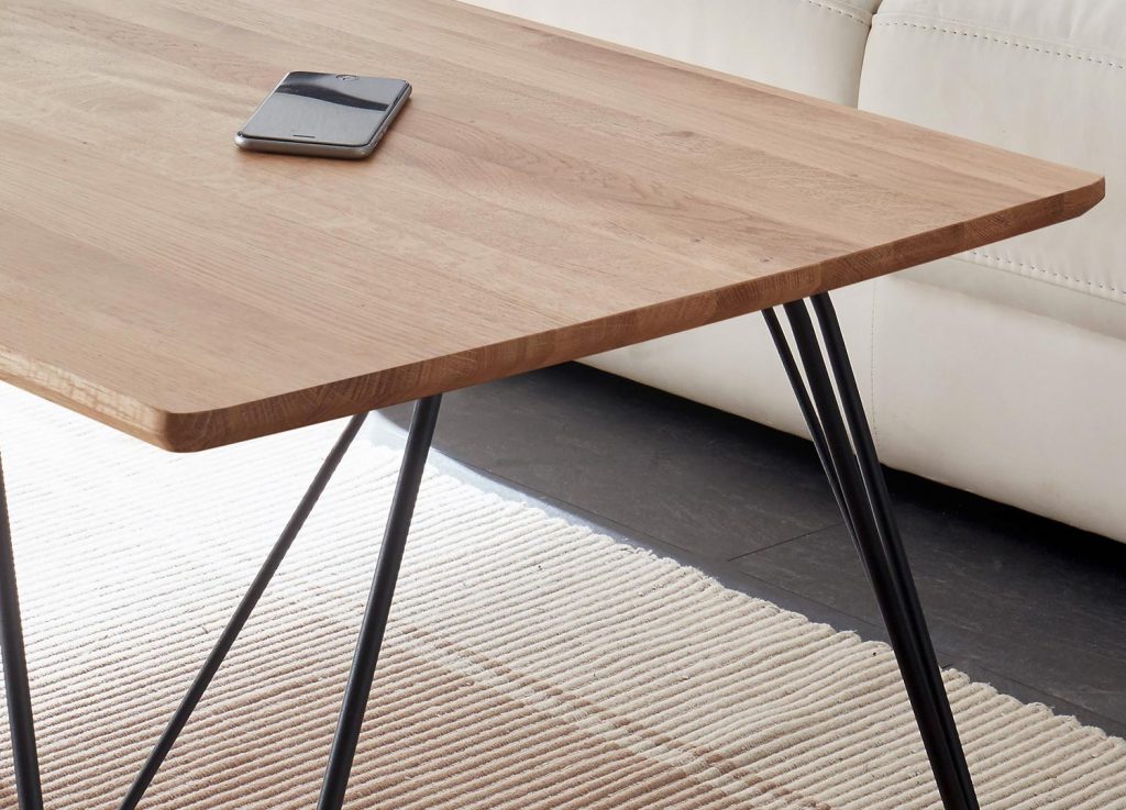 Table basse rectangulaire / Bois et métal forgé