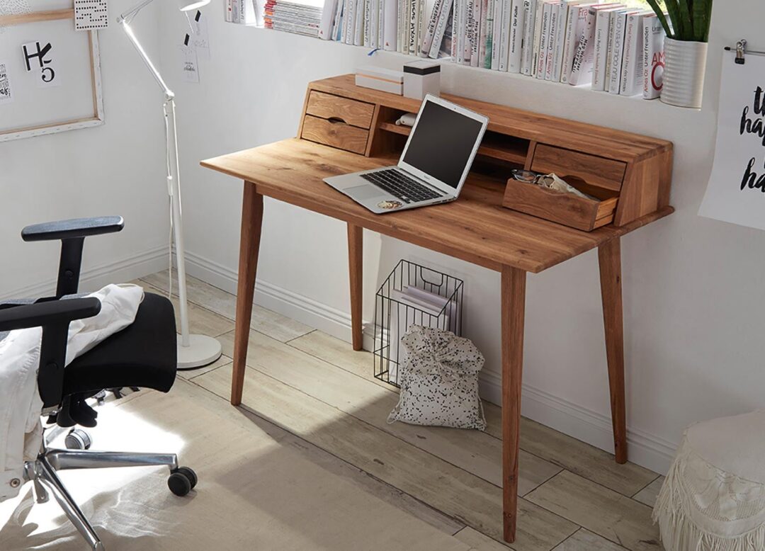 Bureau bois chêne massif et surmeuble de rangement