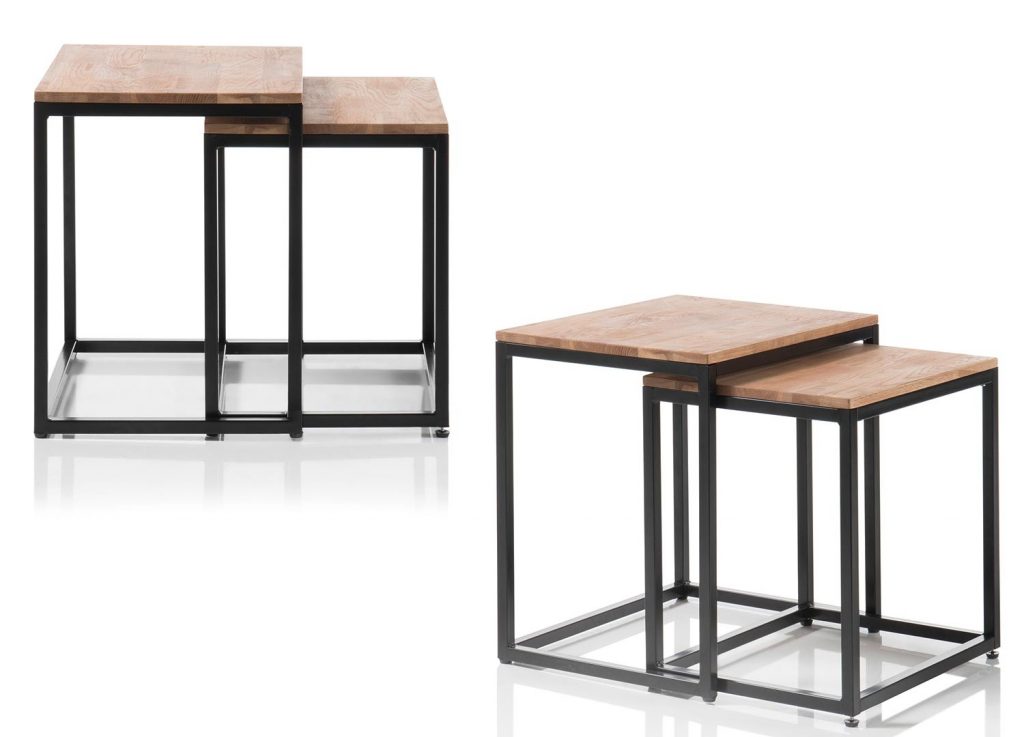 Bout de canapé en bois et métal