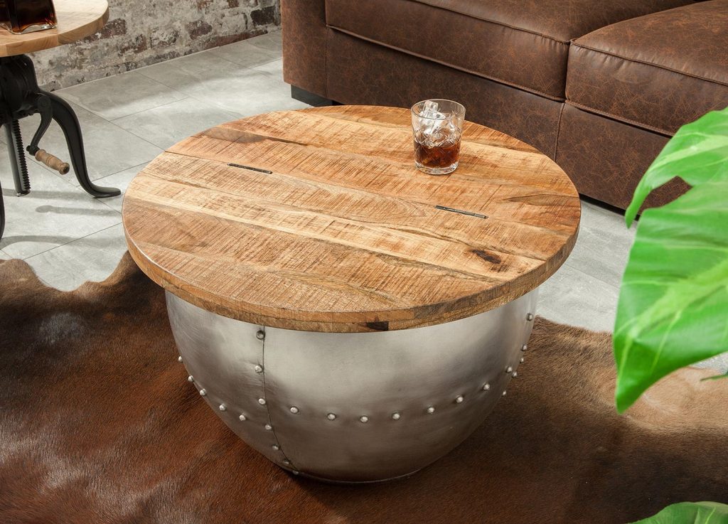 Table basse ronde bois et métal