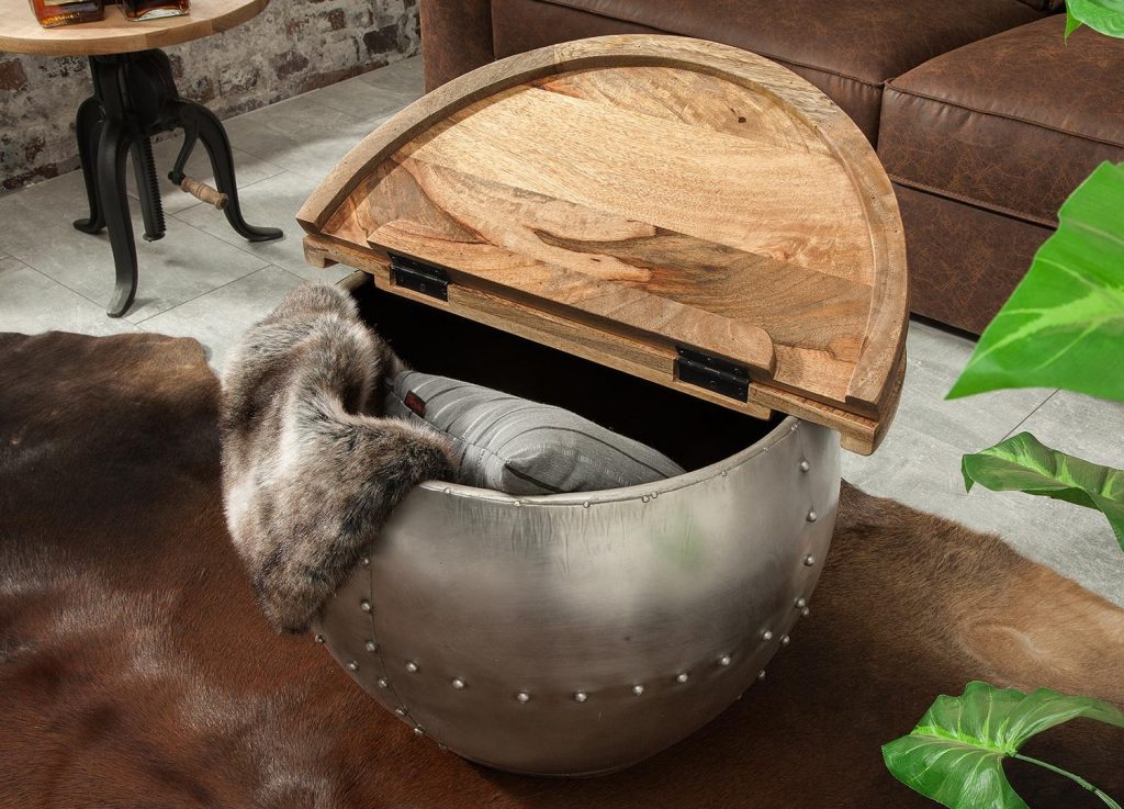 Table basse ronde bois et métal