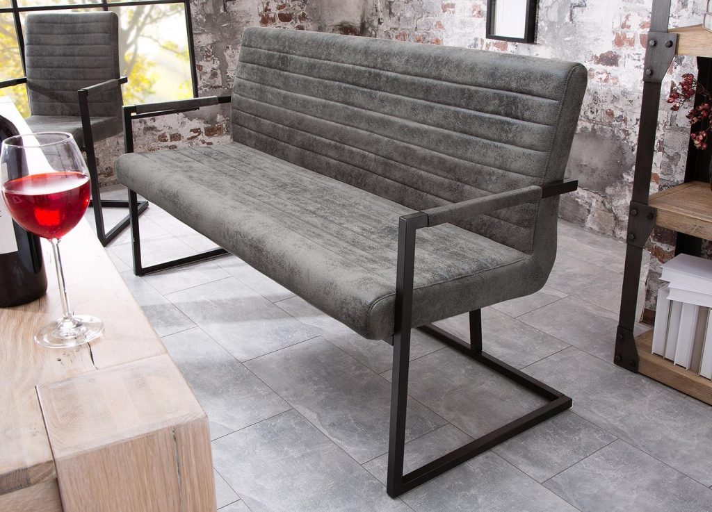 Banc d'intérieur simili cuir gris vintage