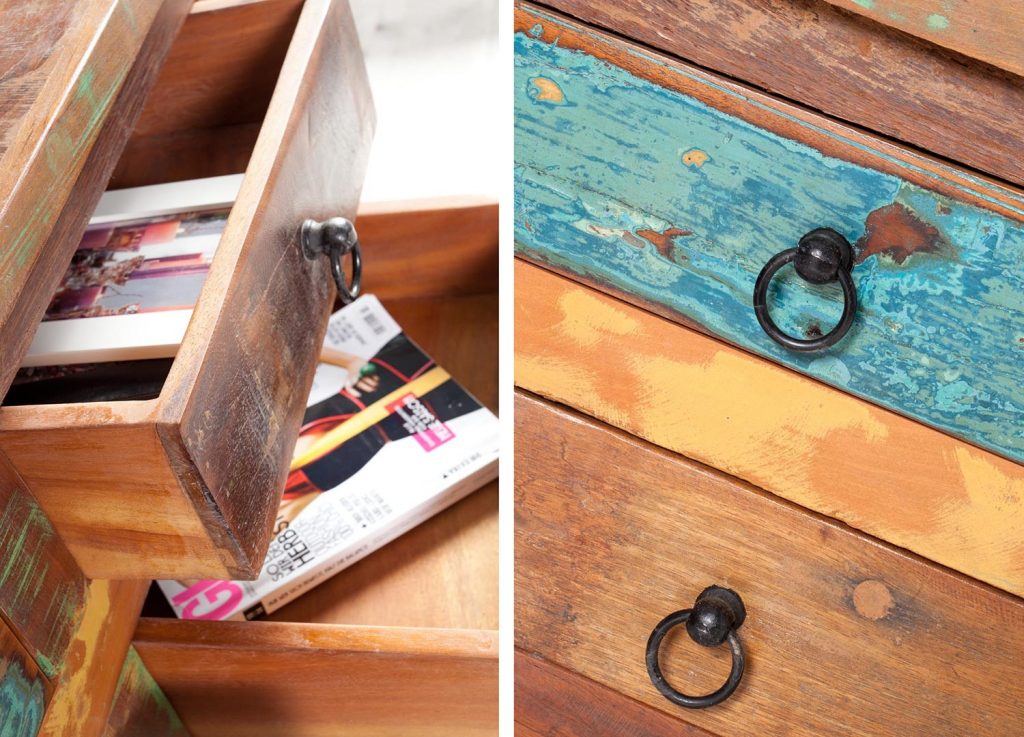 Table basse vintage en bois recyclé
