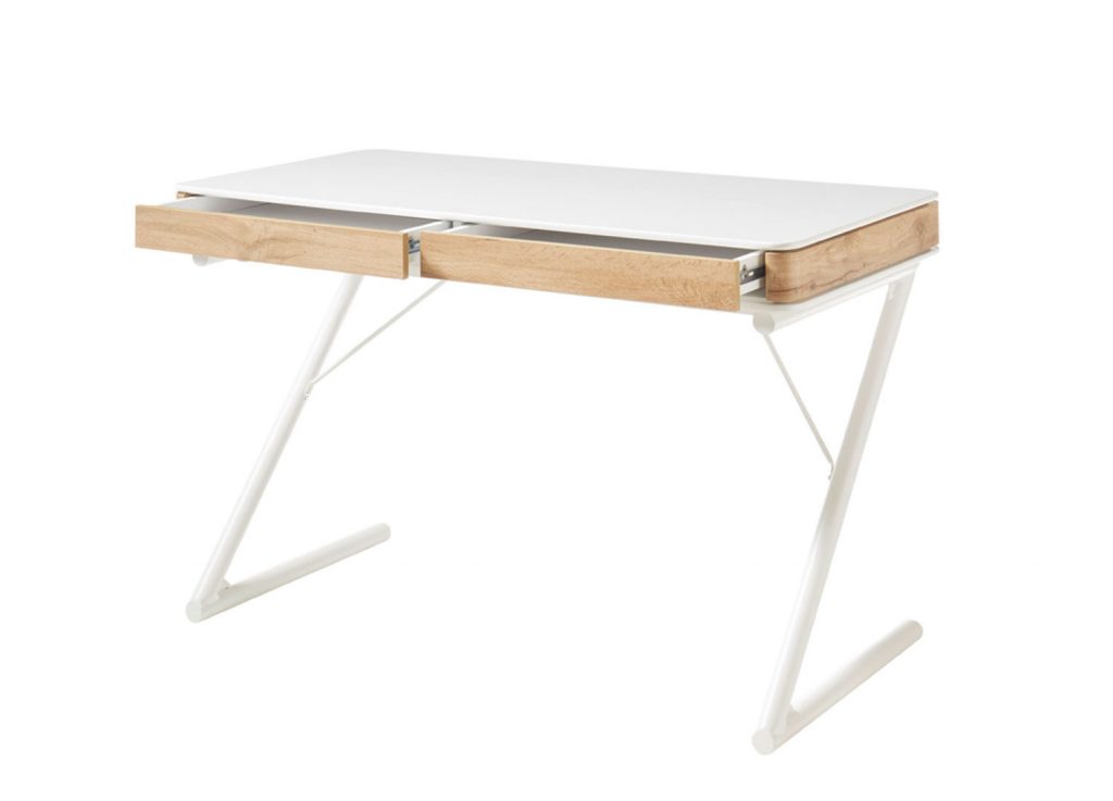 Meuble bureau blanc laqué et bois