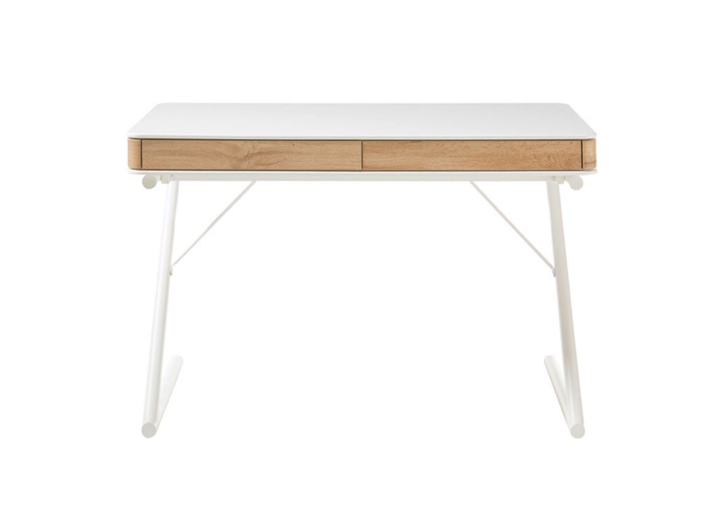 Meuble bureau blanc laqué et bois