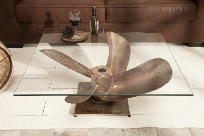 Table de salon hélice cuivre