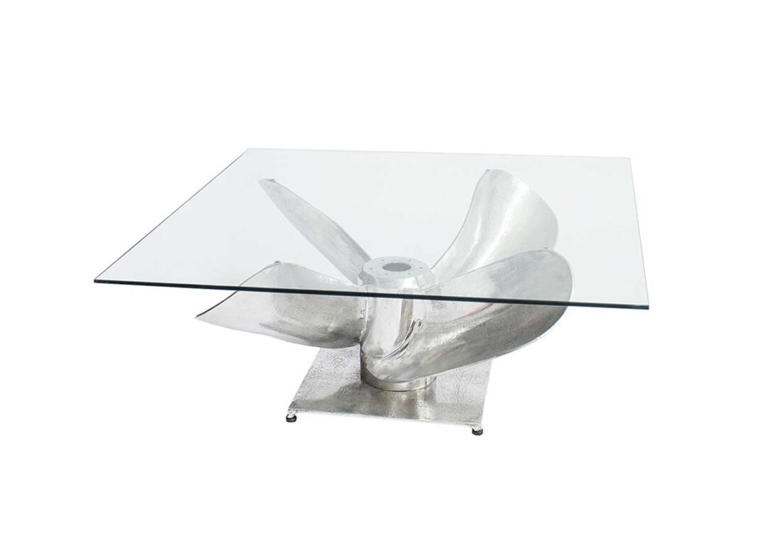 Table basse hélice de bateau en argent design