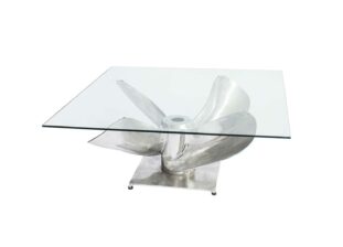 Table basse hélice de bateau en argent design