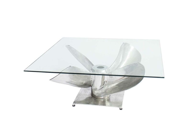 Table basse hélice de bateau en argent design