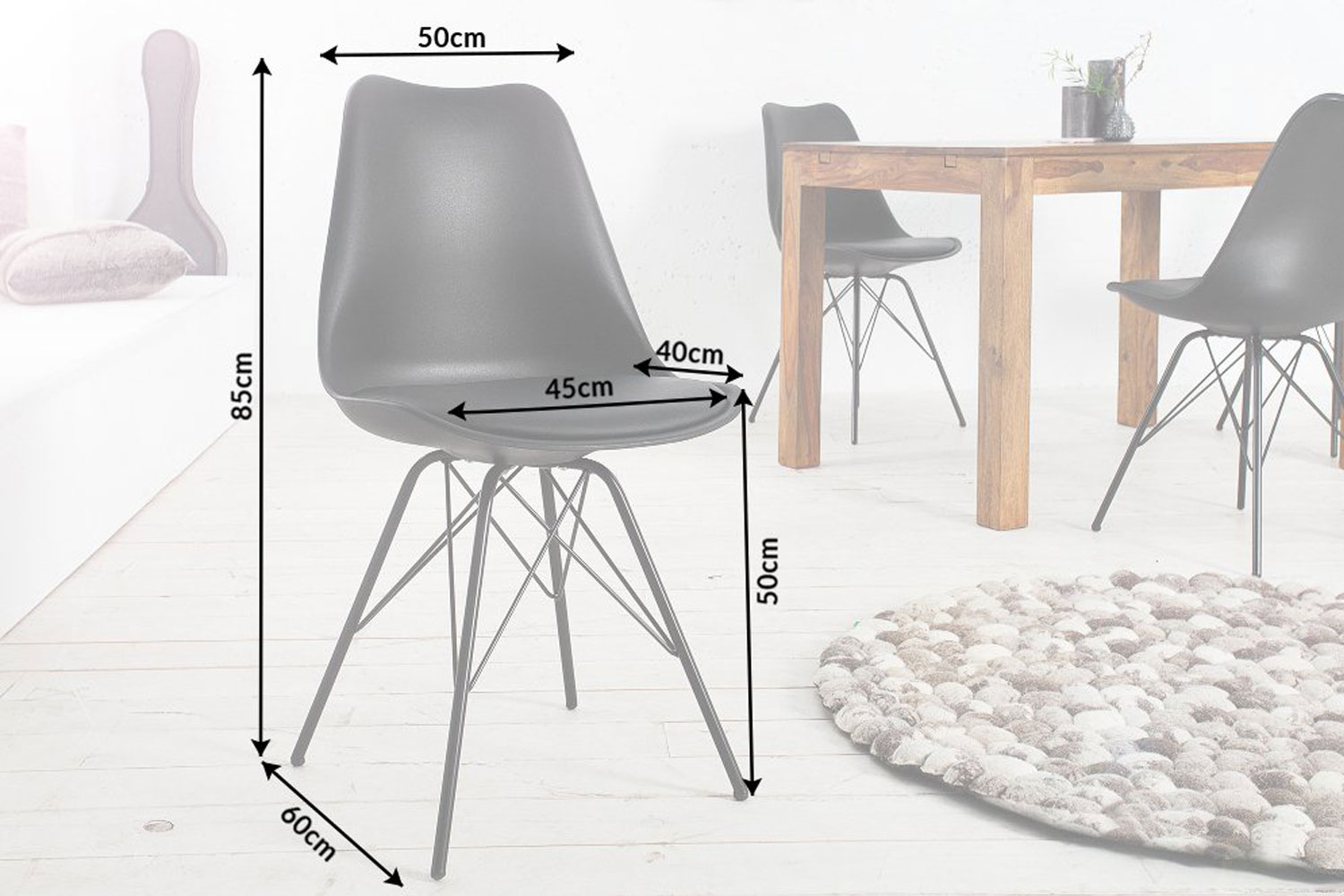 Dimensions de la chaise de séjour design
