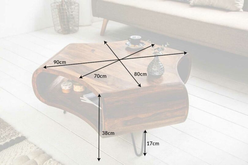 Dimensions de la table de salon en bois massif