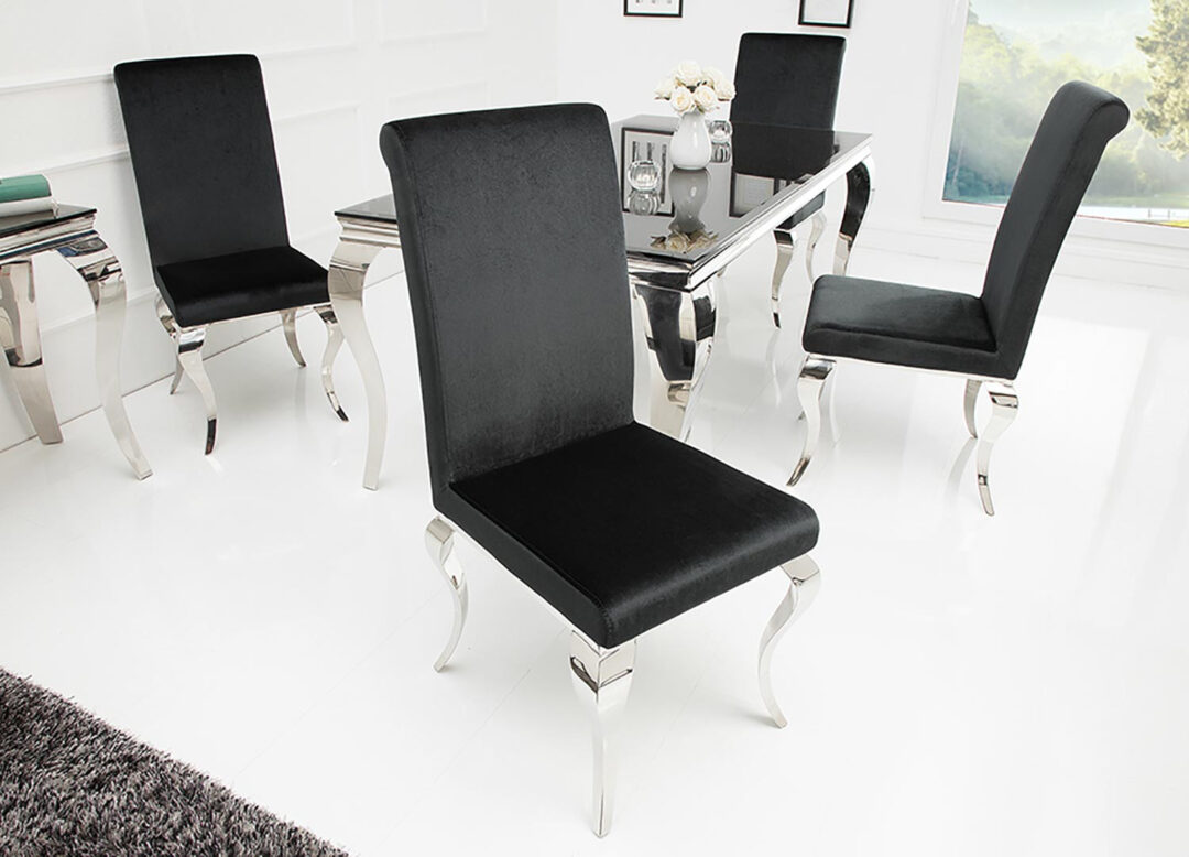 Chaise de séjour velours noir baroque