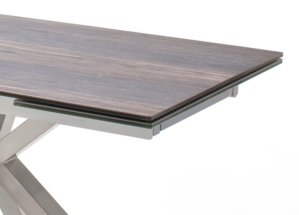 Table à manger extensible pieds métal brossé