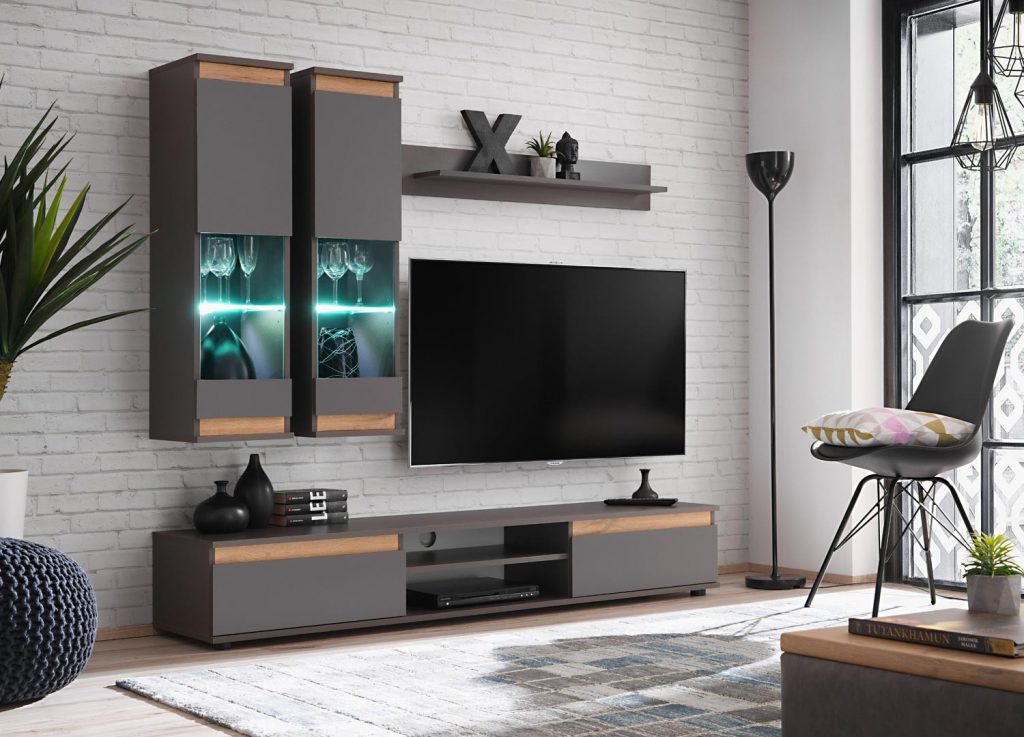 Ensemble meuble tv et vitrines murales