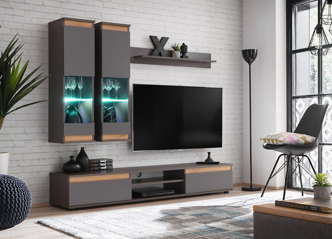 Ensemble meuble tv et vitrines murales