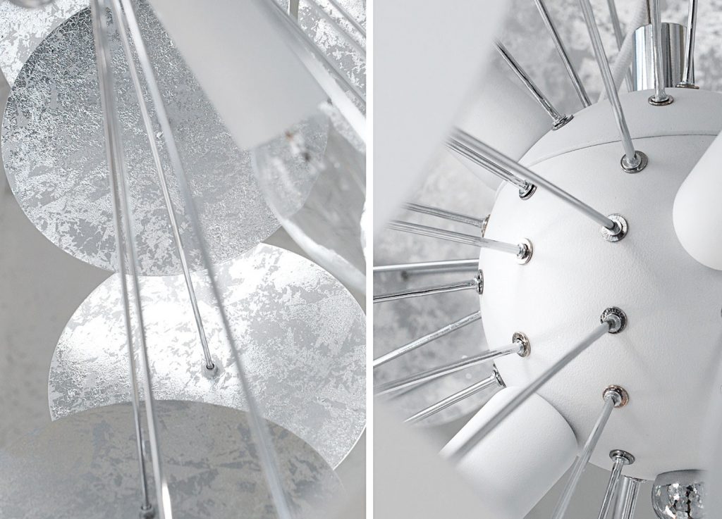 Luminaire suspendu blanc et argent