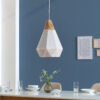 Lampe suspendue blanc et bois