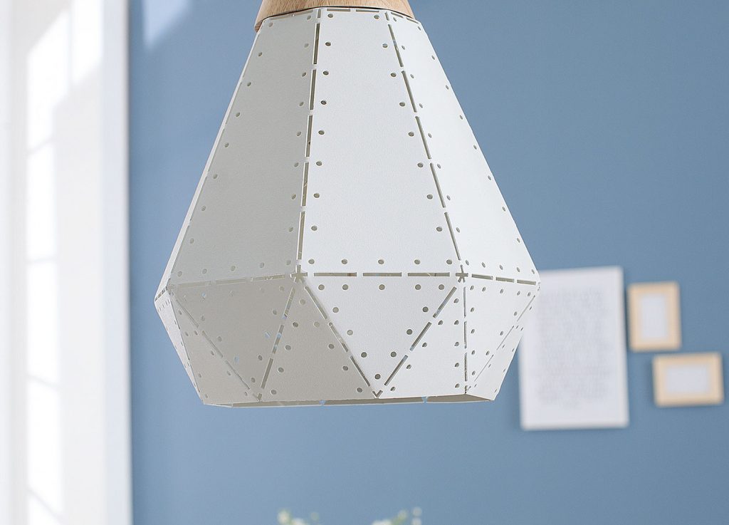 Lampe suspendue blanc et bois