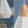 Lampe suspendue blanc et bois