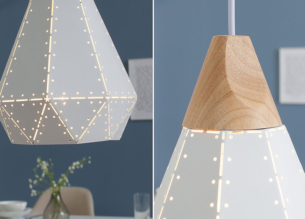 Lampe suspendue blanc et bois