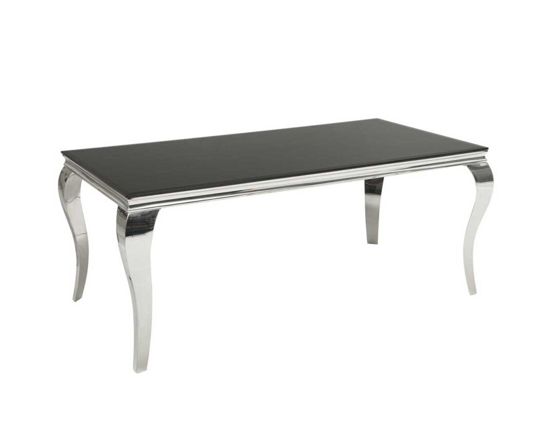 Table De Jardin 6 Personnes Alu. Plateau Verre Trempé Noir - Table de jardin
