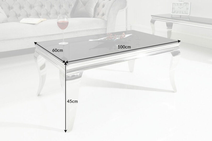 Dimensions de la table basse en verre baroque