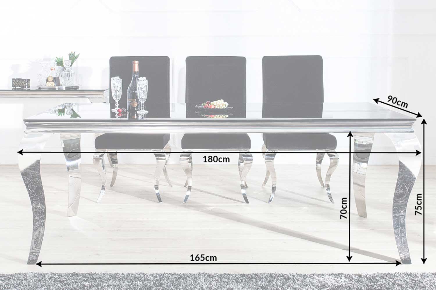 Dimensions de la table de séjour en verre design