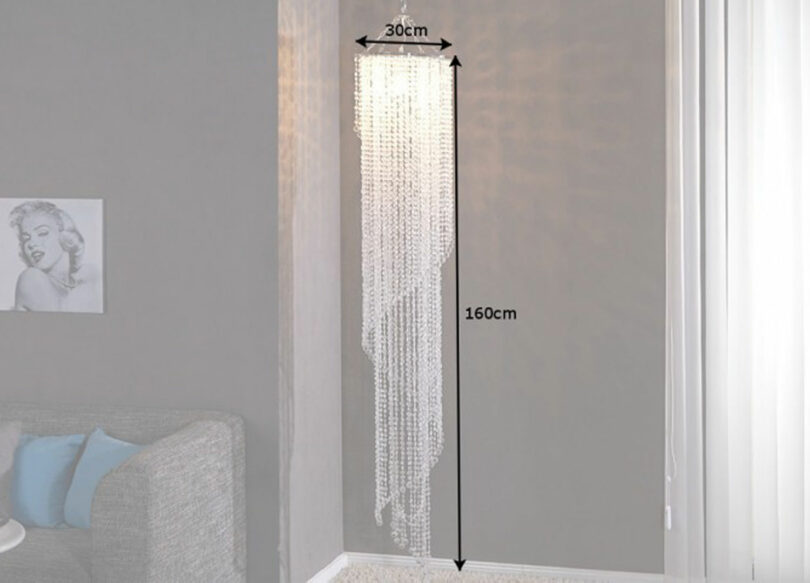 dimensions suspension luminaire avec strass