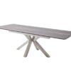 table a manger moderne extensible plateau en ceramique chene fonce