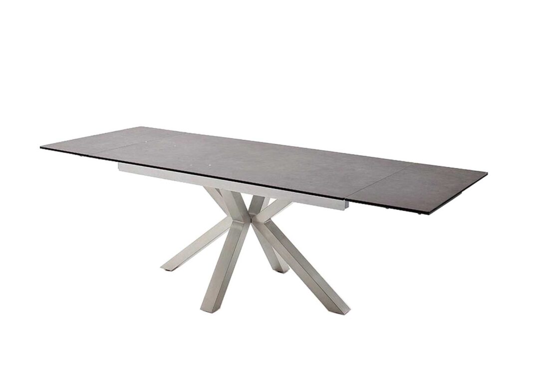Table à manger extensible pieds métal brossé