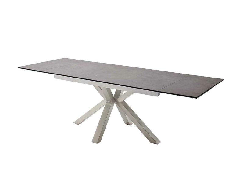 table de repas extensible pied en mikado plateau decor chene fonce