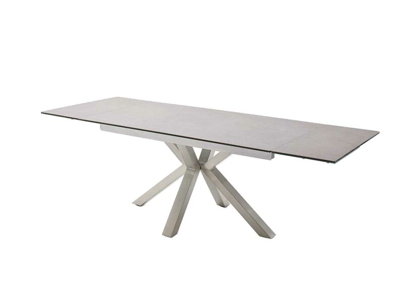 Table en céramique et pied en acier brossé
