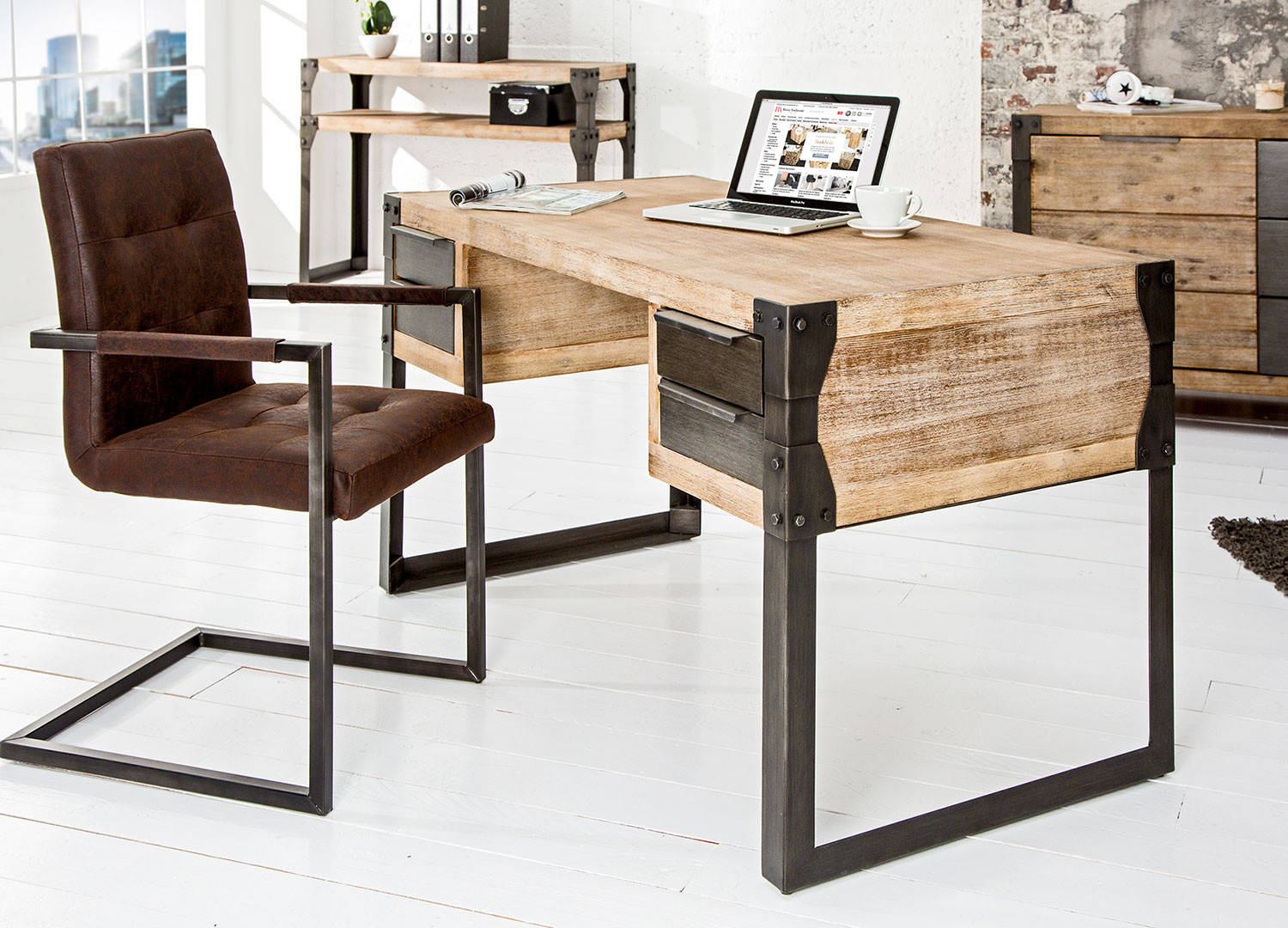 Bureau / Bois et métal / Type industriel pour bureau