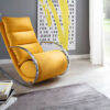 Fauteuil relax / Tissu jaune pieds chromés