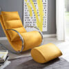 Fauteuil relax / Tissu jaune pieds chromés