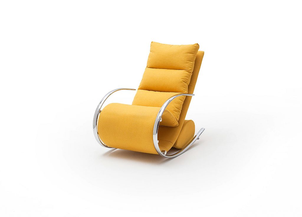 Fauteuil relax / Tissu jaune pieds chromés