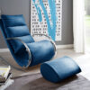 Fauteuil relax / Tissu bleu pieds chromés