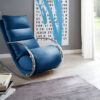 Fauteuil relax / Tissu bleu pieds chromés