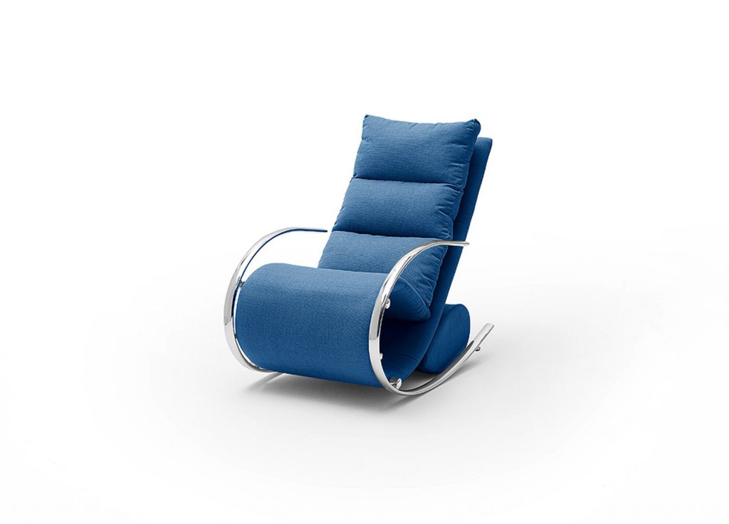 Fauteuil relax / Tissu bleu pieds chromés