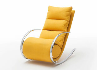 FAUTEUIL RELAX A BASCULE TISSU JAUNE AVEC REPOSE PIEDS