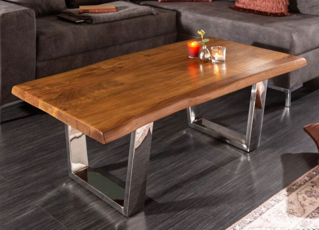 Table basse en bois d'Acacia huilé