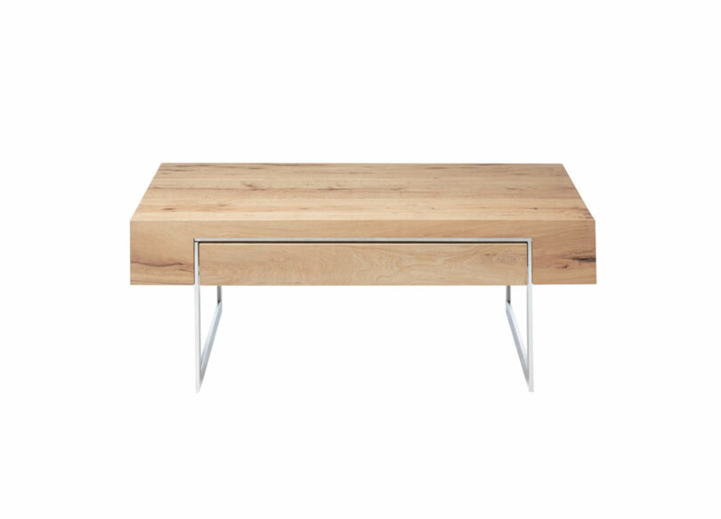 Table basse en chêne et métal